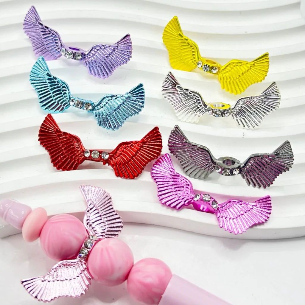 z-Clear Rhinestone Spacers with Angel Wings, 44MM