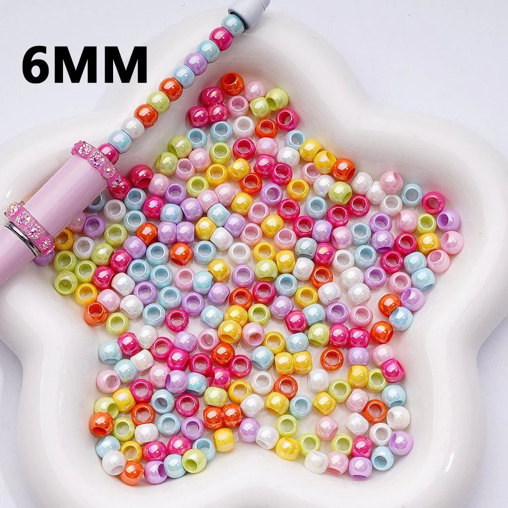 z-Waist Beads for Jewelry Making - UV Coated Mini Seed Acrylic Beads with Large Hole - 6mm - Random Mix - Can Be Used for Pen - 1000 Beads Pack