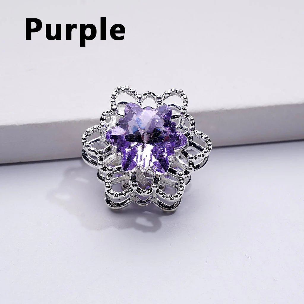 z-Silver Metal Beads Fancy Snowflakes Shape with Bling Bling Multi-Color Shiny Rhinestones, Around 20MM