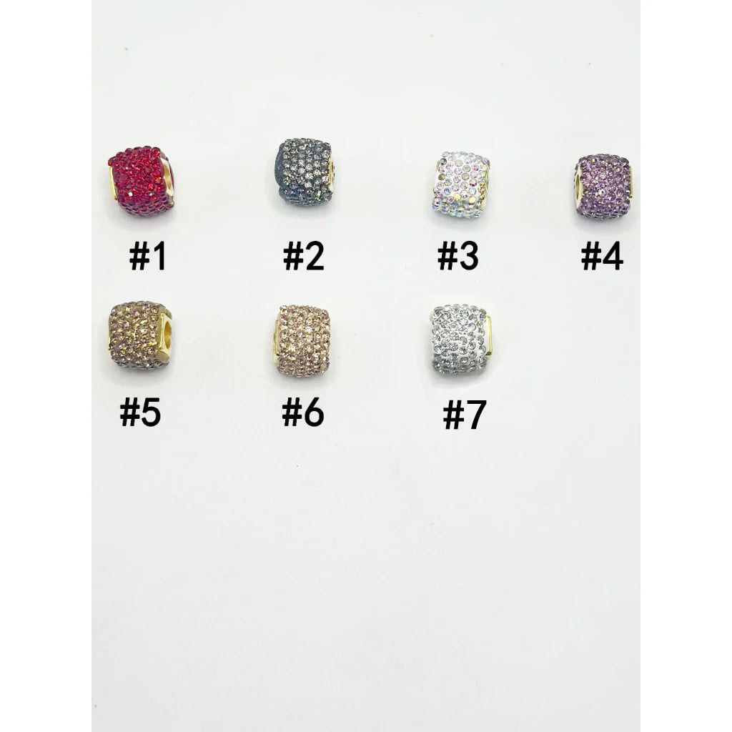 z-Square Shape Clay Spacer with Rhinestones in Solid Colors, 8MM by 12MM