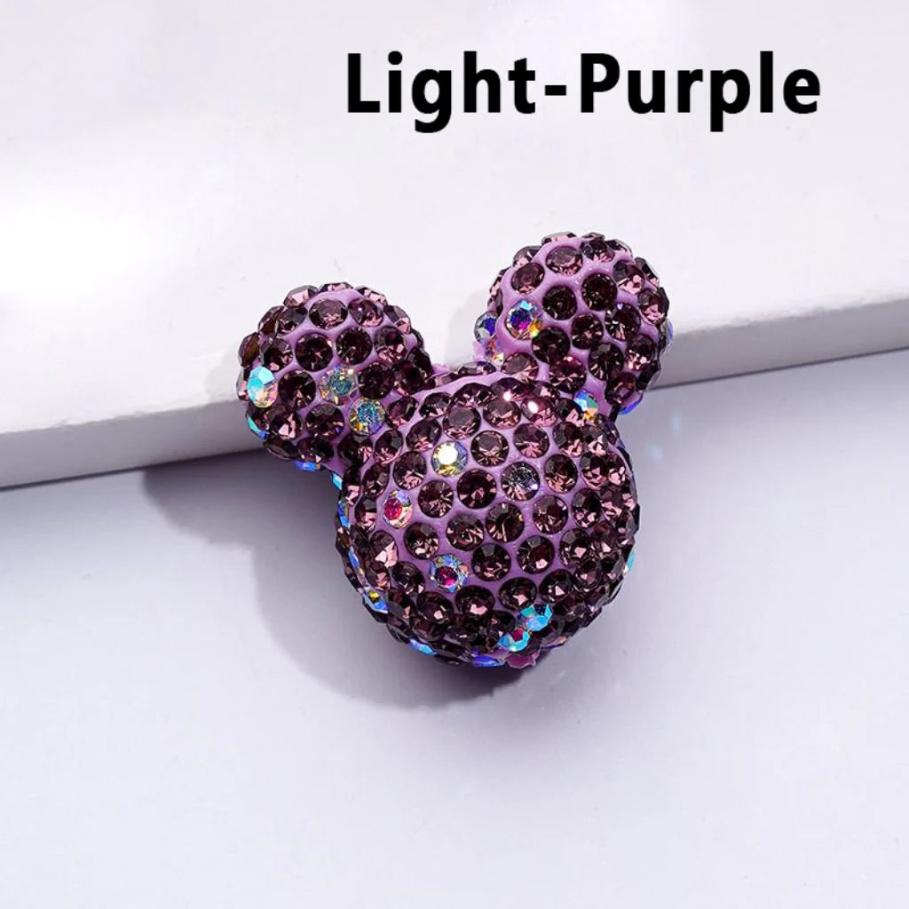 z-Vivid Cute Girl and Boy Mouse Head Clay Beads with Multi-Color & AB Rhinestones, 22*24*17MM