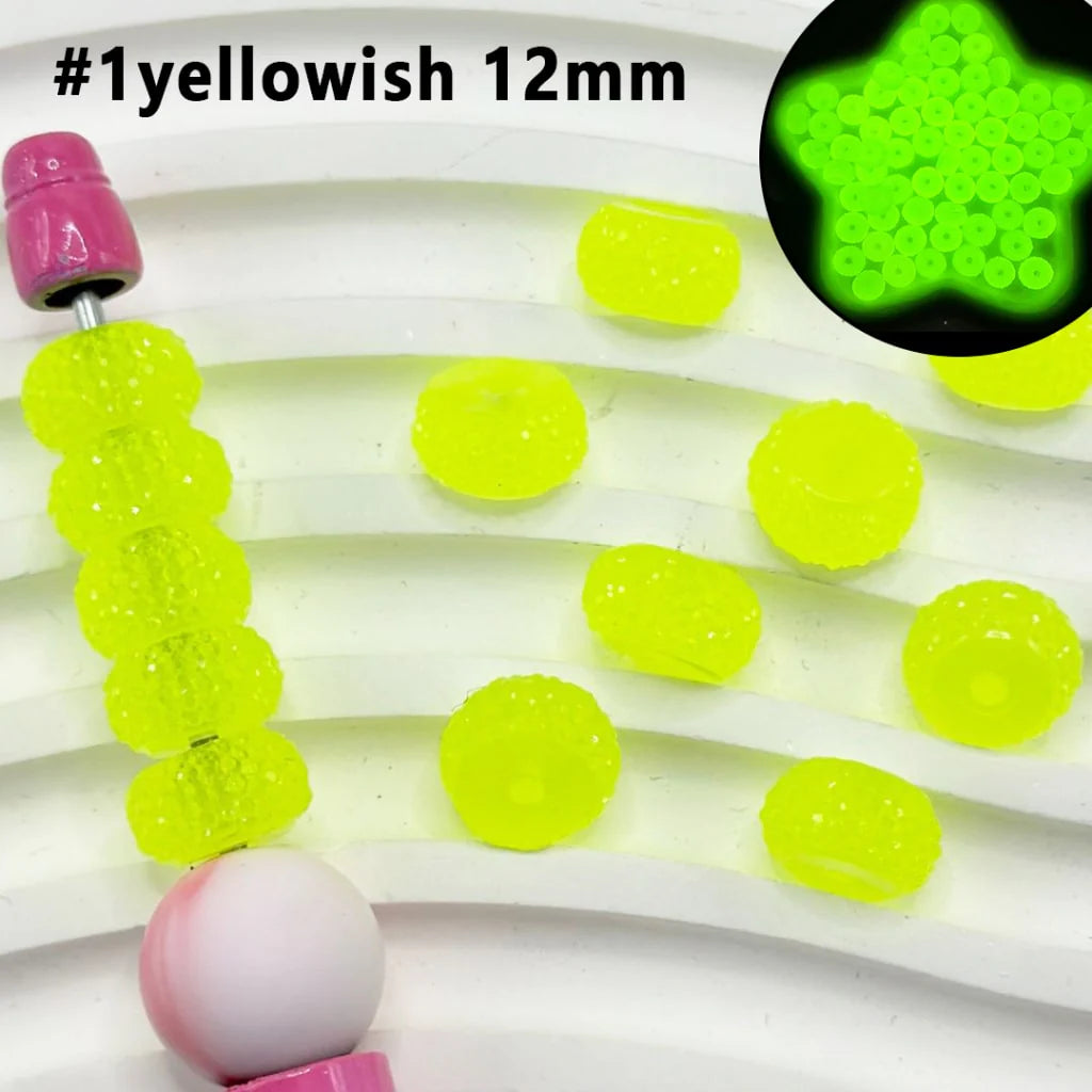 Z-Luminous Colorful Wheel Acrylic Beads with Sugar Spacer Texture on Side, 12mm