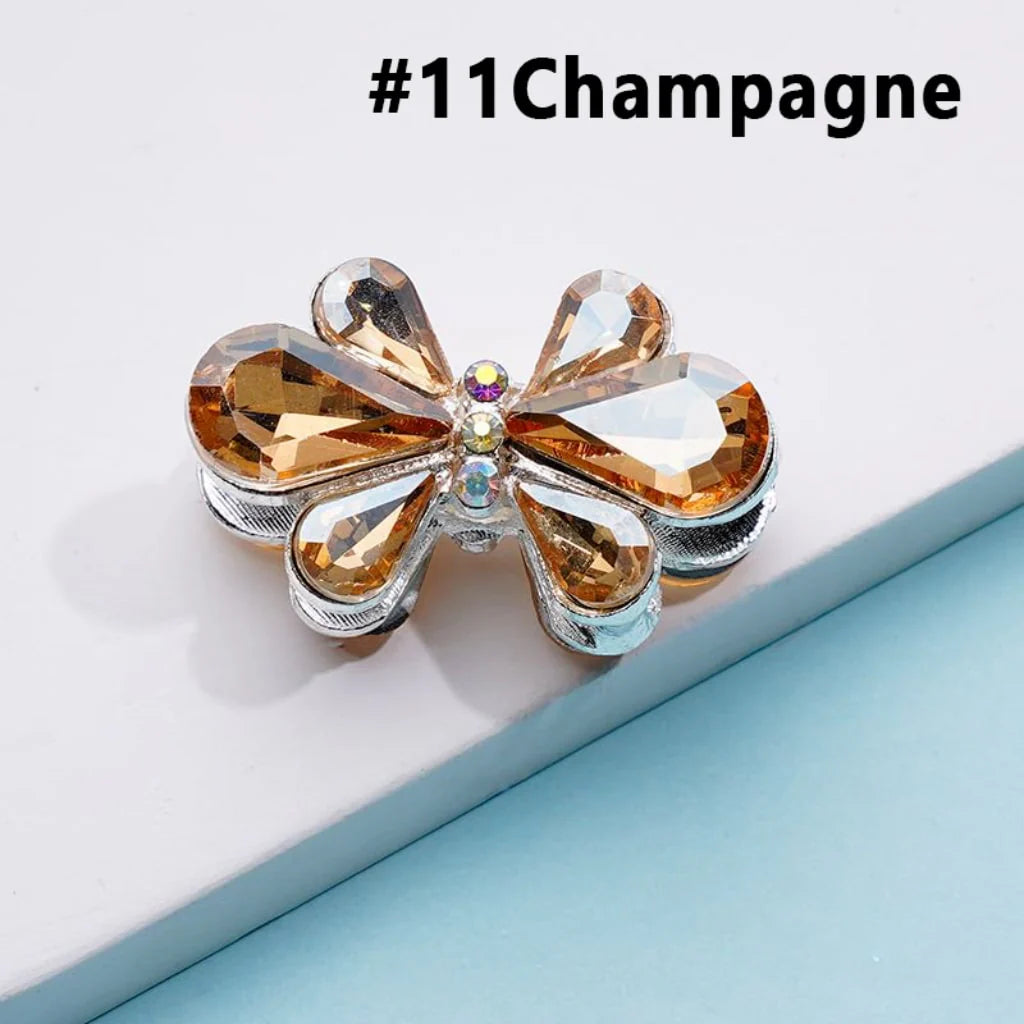 z-Silver Metal Beads Delicate AB Rhinestones and Fancy Colorful Bowtie Flower, 28×18MM