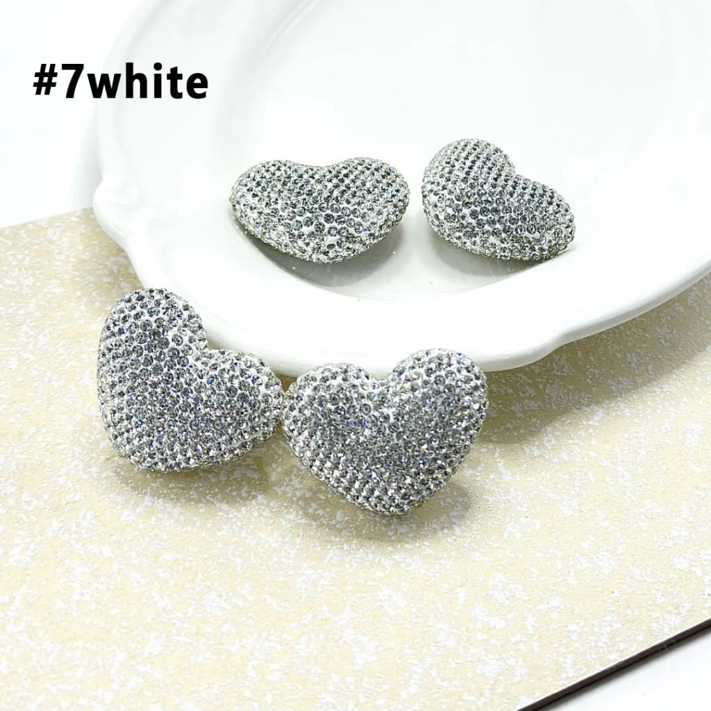 z-Bling Bling Colorful Rhinestones Heart Shape Clay Beads, 28*30MM