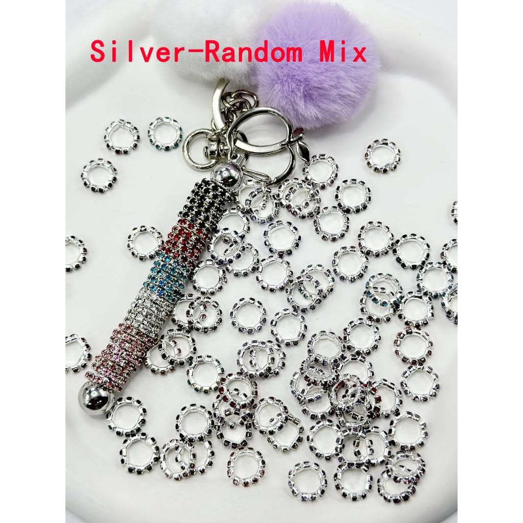 z-New Style Silver Spacer with Solid Color Rhinestones, 10MM