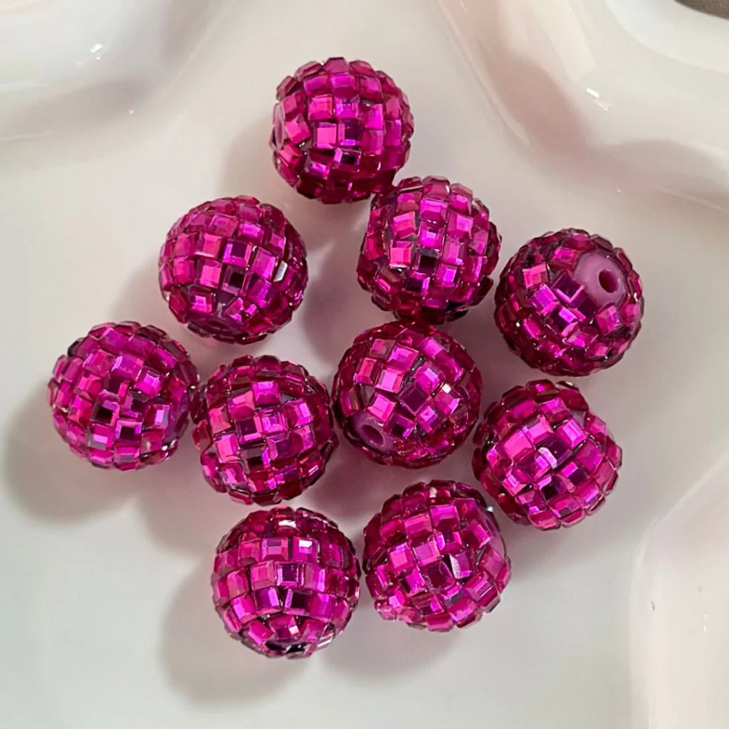 z-Disco Ball Beads, Sparkling Acrylic Beads with Crystal Rhinestones and Disco Ball Shape, 16mm