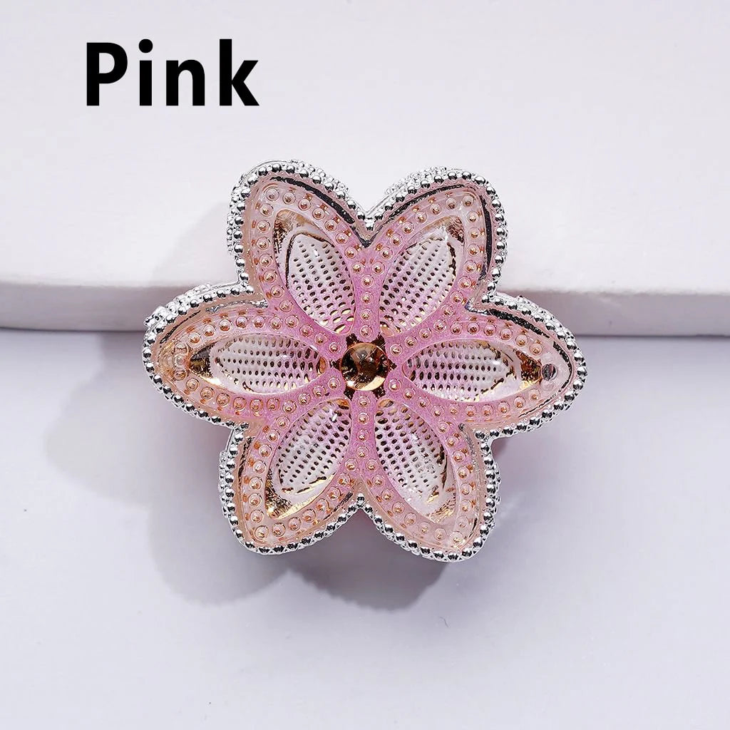 z-Silver Metal Beads Fancy Hexapetalous Flower with Bling Bling Colorful & Shiny Rhinestones 32MM