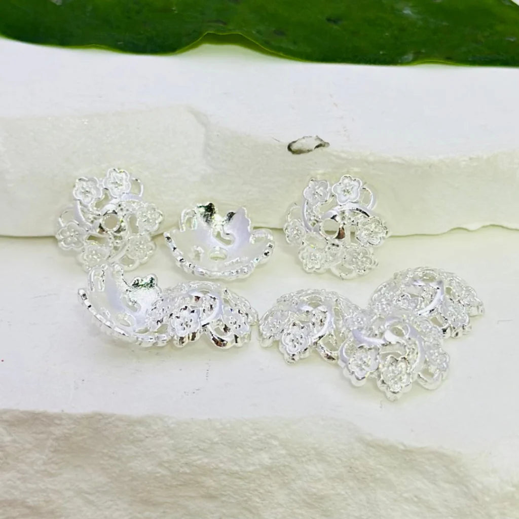 z-Exquisite Gold & Silver Metal Flower Bead Cage Caps Spacers, 12MM, Please Read the Description