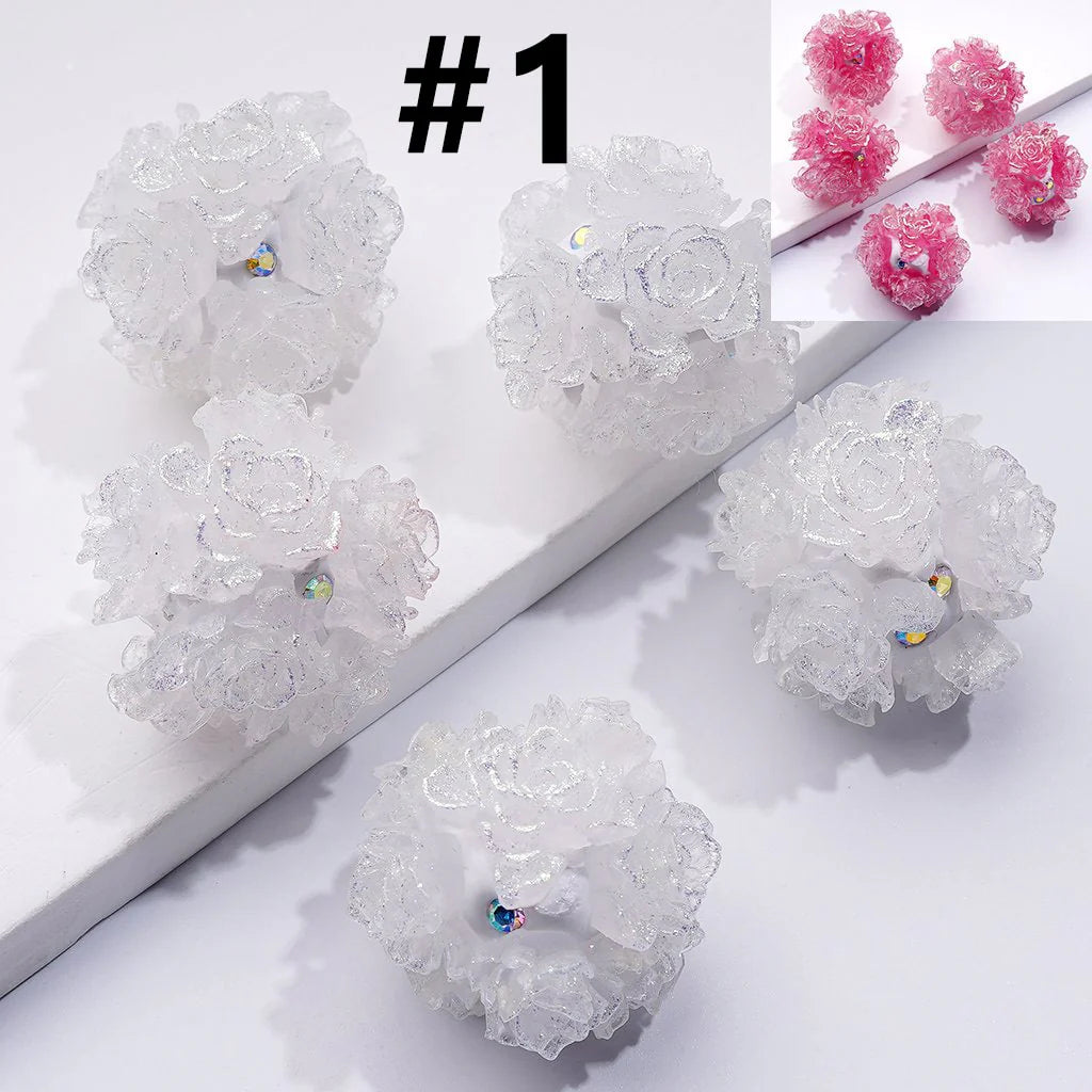 z-Color Changing Cute Glitter Soft Flowers AB Rhinestones Round Clay Beads, Around 24MM