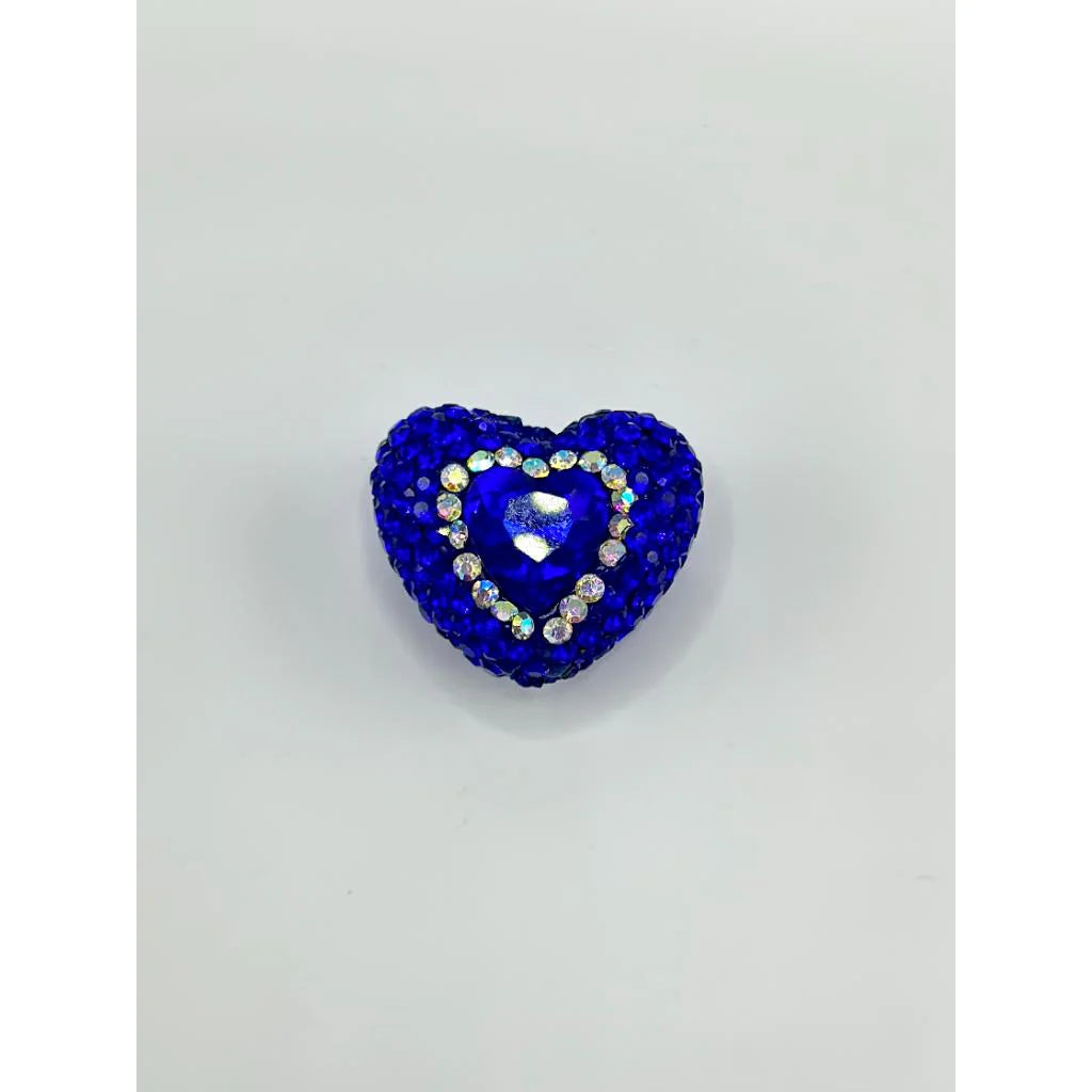 z-Bling Bling Sparkling Heart Clay Beads with Colorful Rhinestones, 20mm by 26mm