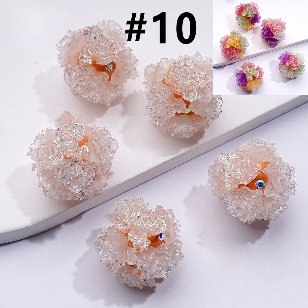 z-Color Changing Cute Glitter Soft Flowers AB Rhinestones Round Clay Beads, Around 24MM