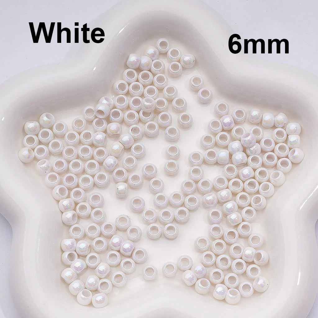 z-Waist Beads for Jewelry Making - UV Coated Mini Seed Acrylic Beads with Large Hole - 6mm - Random Mix - Can Be Used for Pen - 1000 Beads Pack