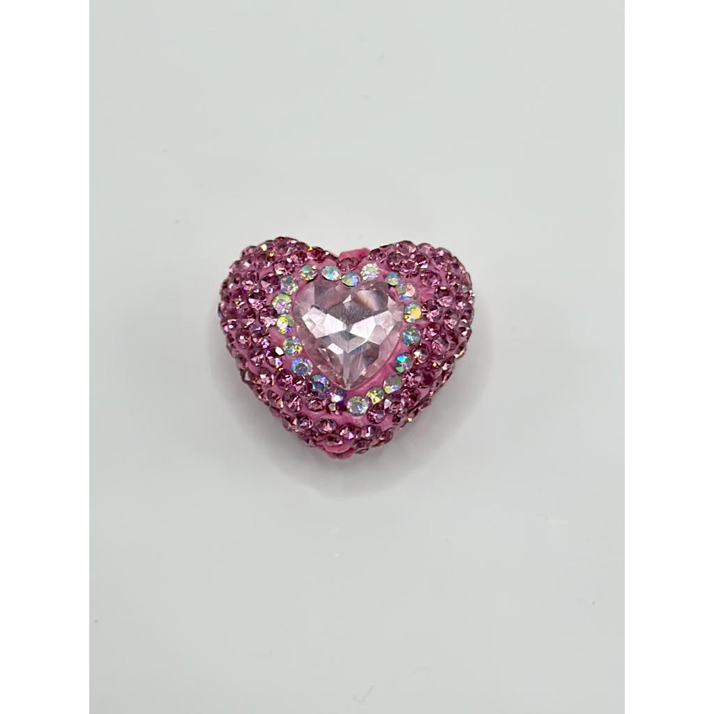 z-Bling Bling Sparkling Heart Clay Beads with Colorful Rhinestones, 20mm by 26mm