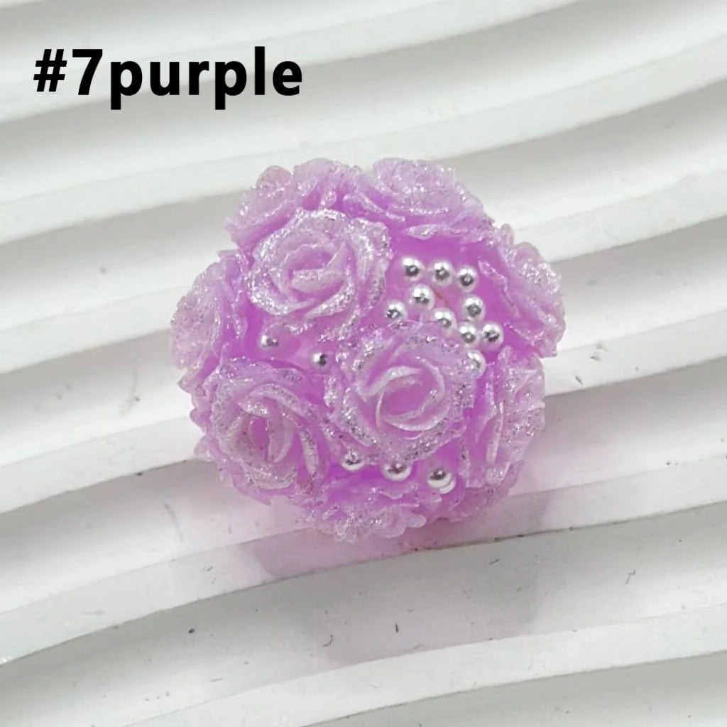 z-Bling Bling Luminous Mini Cute Flowers White Pearls Clear Round Acrylic Beads in Solid Color, Around 24MM, Please Read the Description