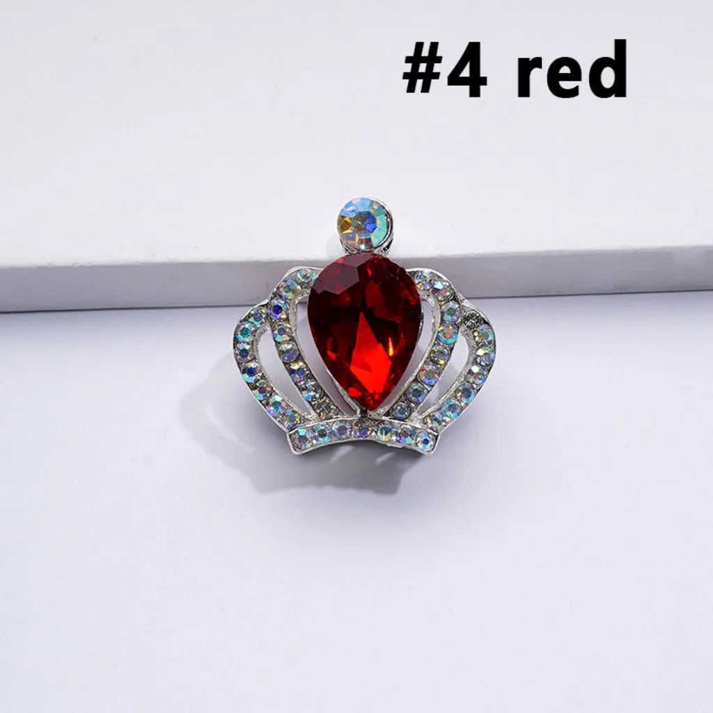z-Silver Color Metal Beads with Bling Bling Crown with Mini Colorful Water Drops AB Rhinestones 24*23MM