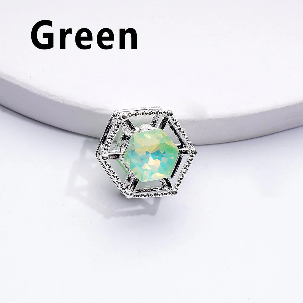 z-Silver Metal Beads Multi-Color Shiny Rhinestones with Fancy Delicate Hexagon Frame, Around 15MM
