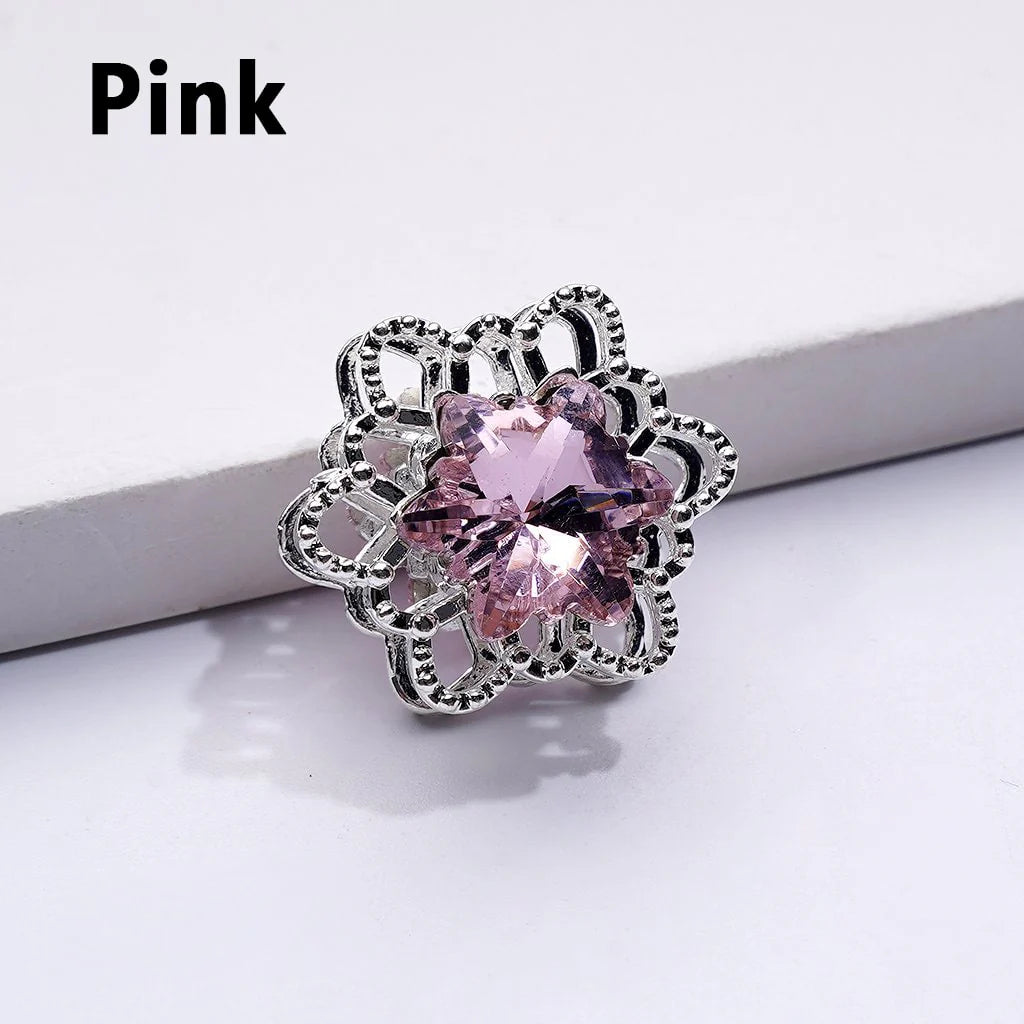 z-Silver Metal Beads Fancy Snowflakes Shape with Bling Bling Multi-Color Shiny Rhinestones, Around 20MM