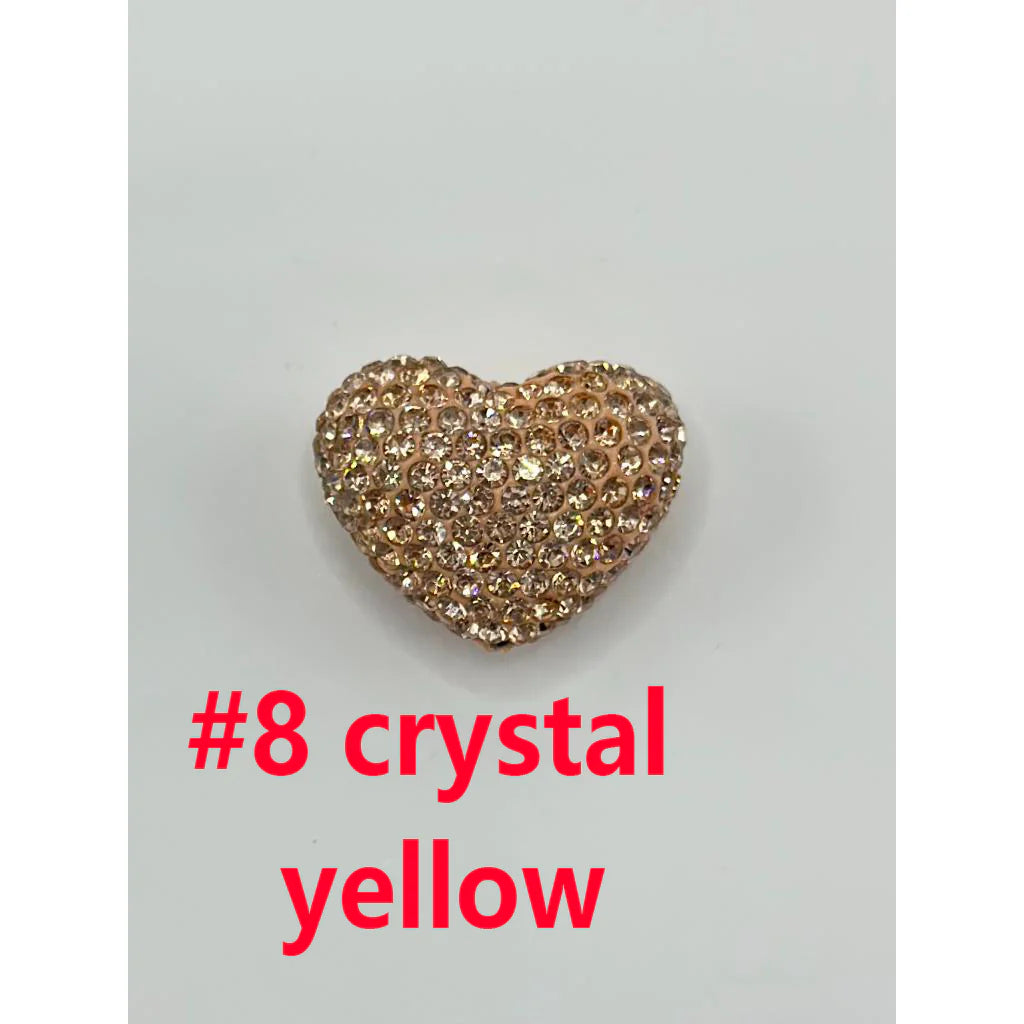 z-Solid Heart Clay Beads with Rhinestones, 18mm by 24mm ZY