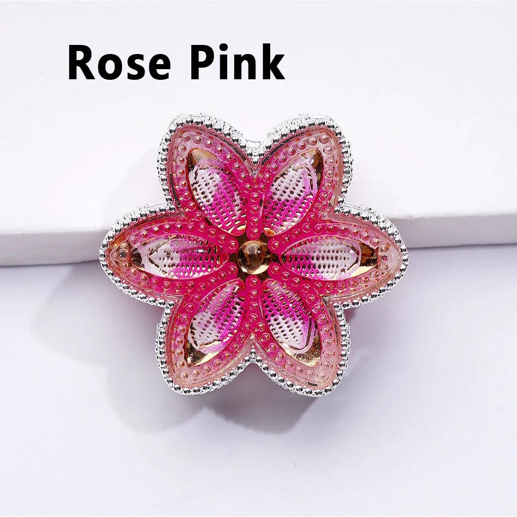 z-Silver Metal Beads Fancy Hexapetalous Flower with Bling Bling Colorful & Shiny Rhinestones 32MM