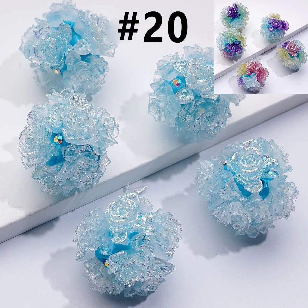 z-Color Changing Cute Glitter Soft Flowers AB Rhinestones Round Clay Beads, Around 24MM