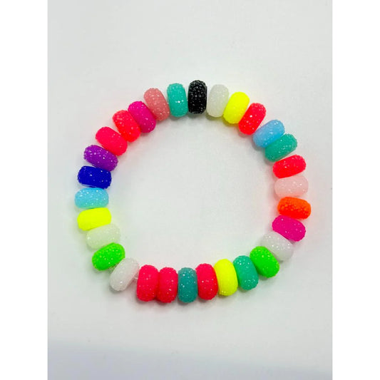 Z-Neon Color Wheel Acrylic Beads with Sugar Spacer Texture on Side, Random Mix, 12MM