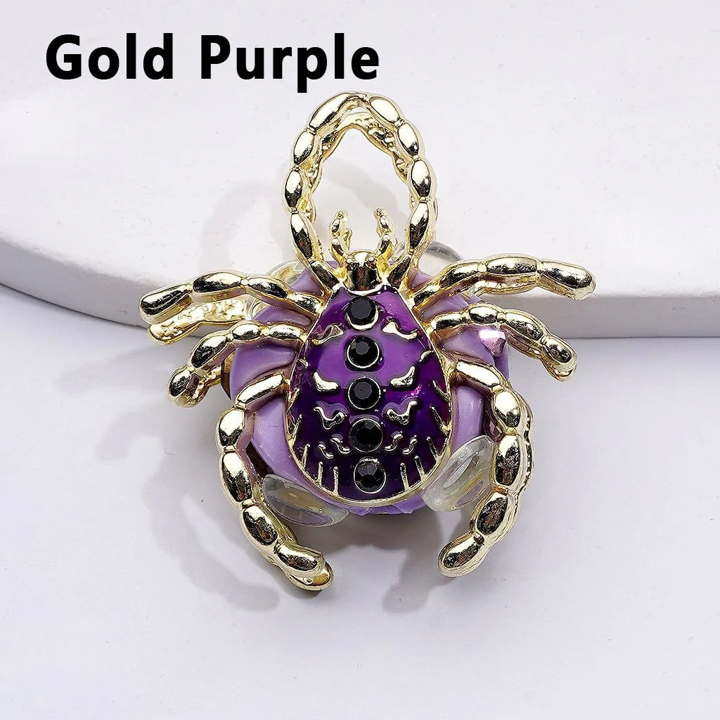 z-Bling Bling Fancy Alloy Spider with Colorful Rhinestones Clay Beads, Around 40*36*20MM