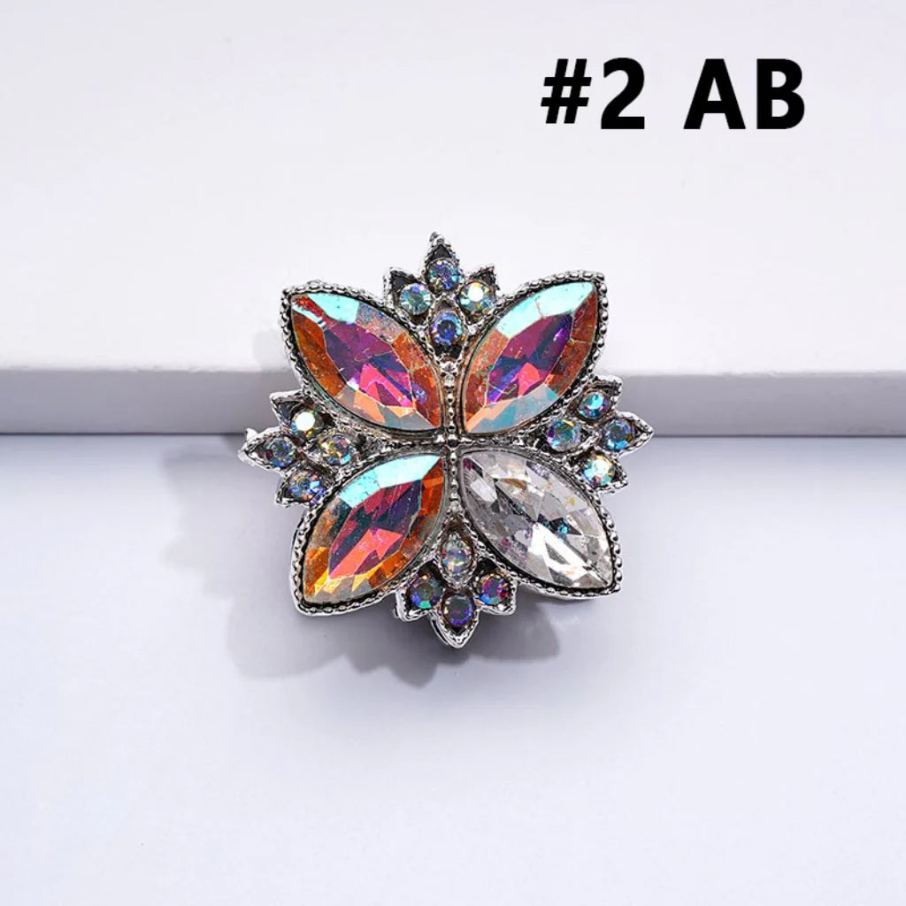 z-Silver Color Metal Beads With Bling Bling Four Leaf Clover with Colorful & AB Rhinestones, 26*26mm