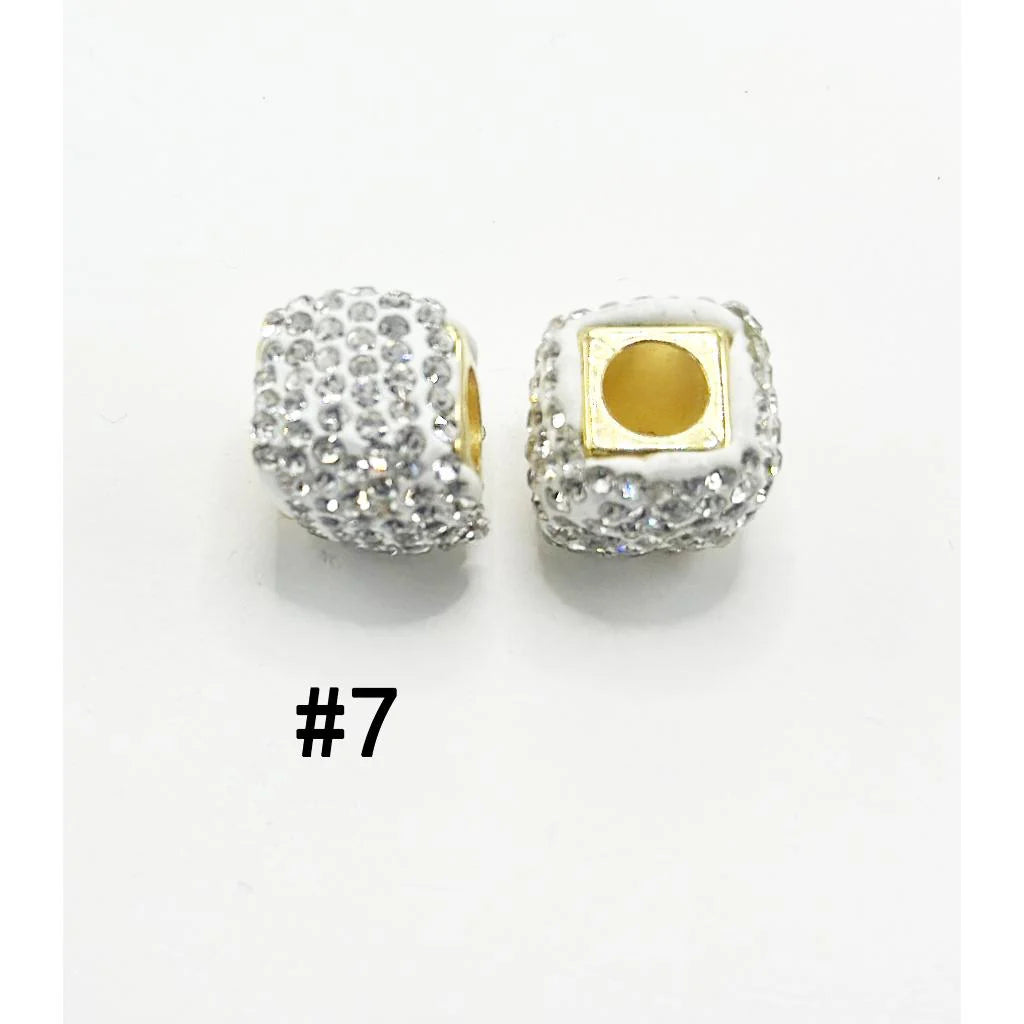 z-Square Shape Clay Spacer with Rhinestones in Solid Colors, 8MM by 12MM