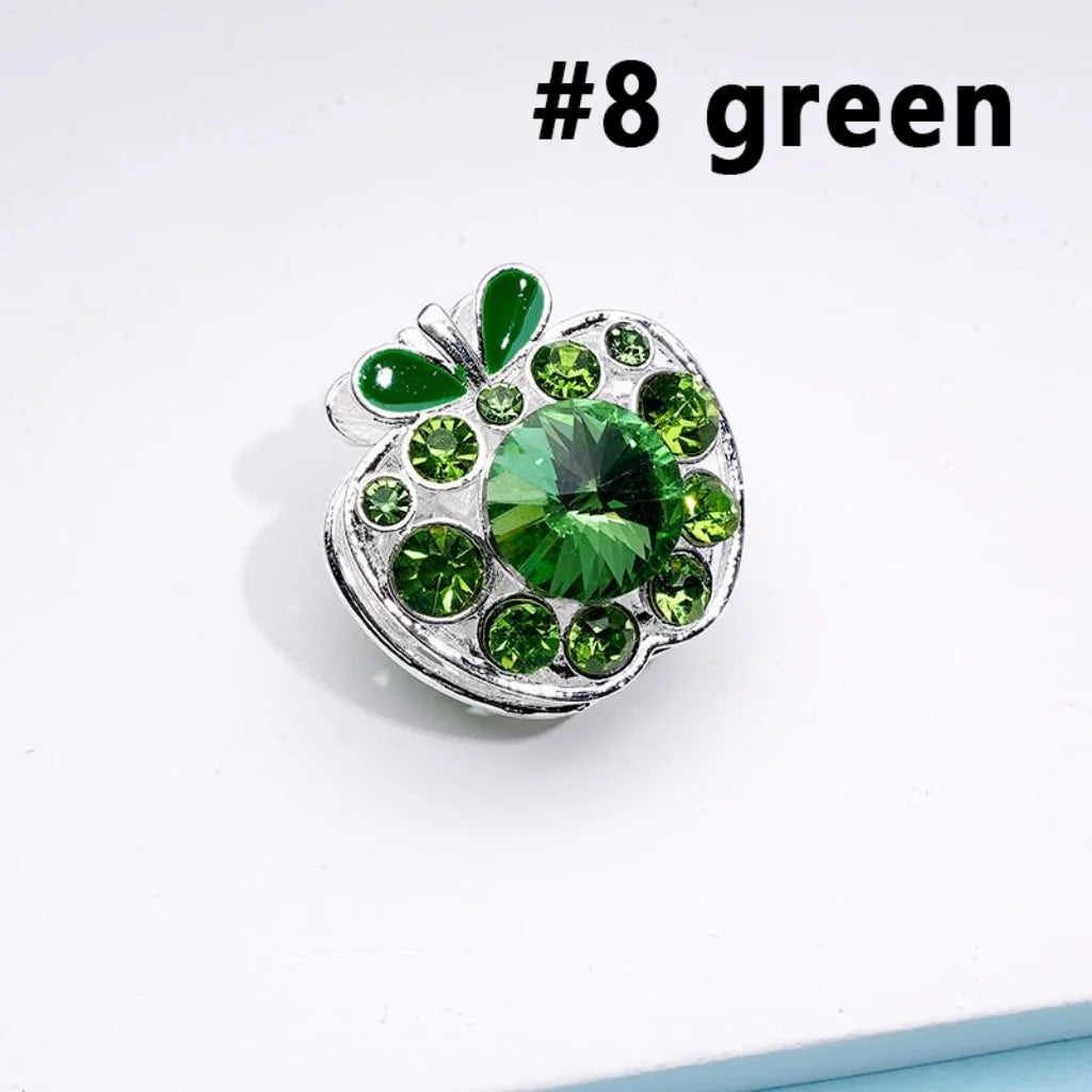 z-Silver Metal Beads Exquisite Fancy Apple with Colorful Rhinestones 25×25MM