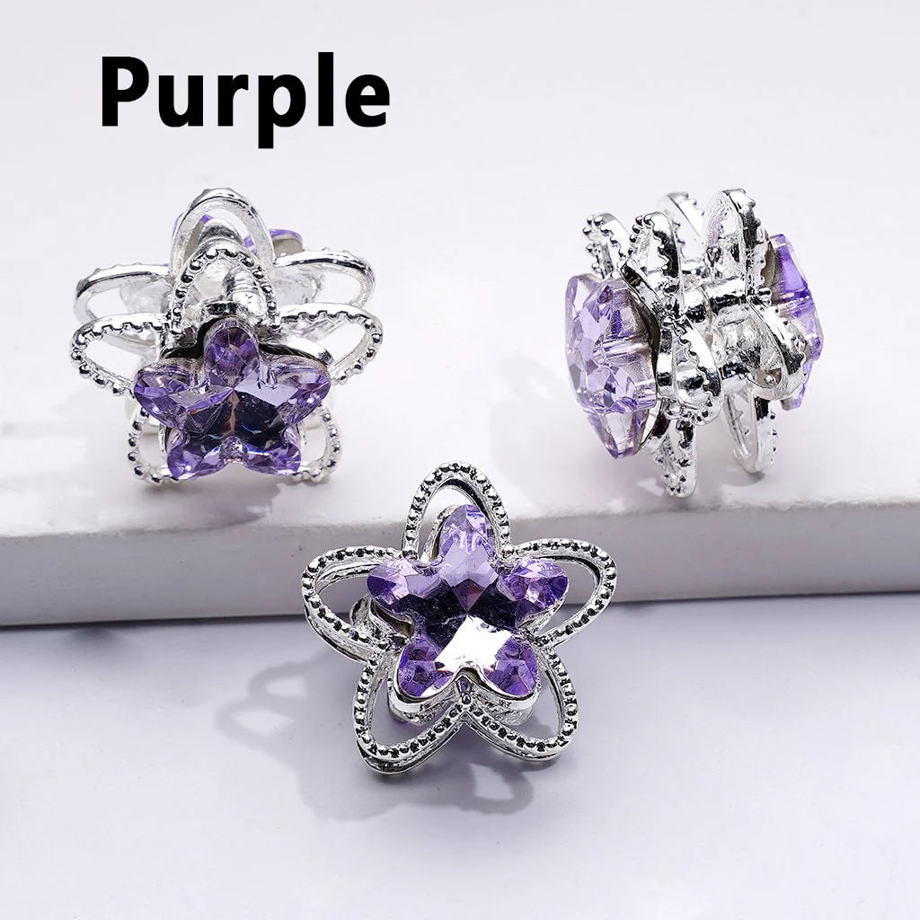 z-Exquisite Fancy Silver Alloy Five-petaled Flower Bead with Multi-Color Shiny Rhinestones, Around 19MM