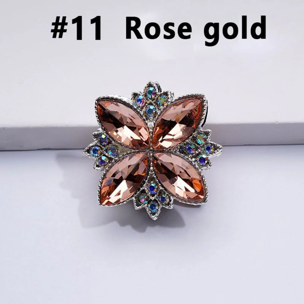 z-Silver Color Metal Beads With Bling Bling Four Leaf Clover with Colorful & AB Rhinestones, 26*26mm