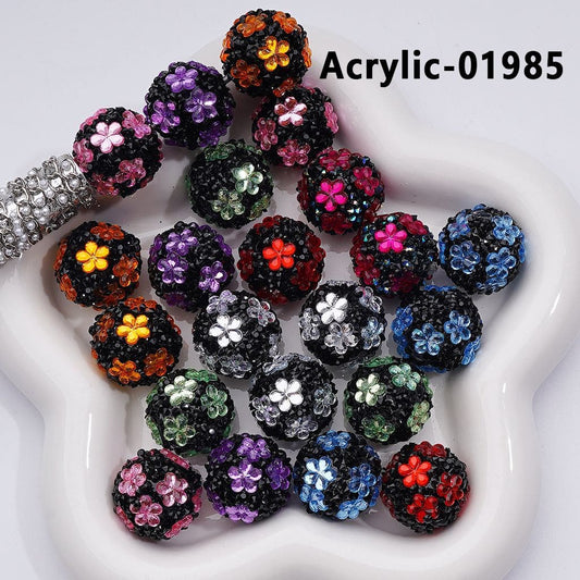 z-Cute Flowers Mini Shiny Cone Shape Rhinestones Round Acrylic Beads, 20MM, Random Mix