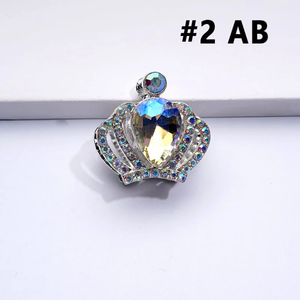 z-Silver Color Metal Beads with Bling Bling Crown with Mini Colorful Water Drops AB Rhinestones 24*23MM
