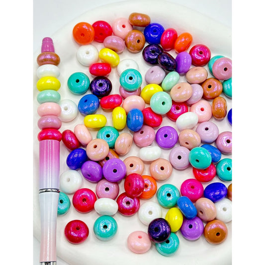 z-Glittery Wheel Spacer Silicone Beads in Solid Color, Random Mix, 14MM