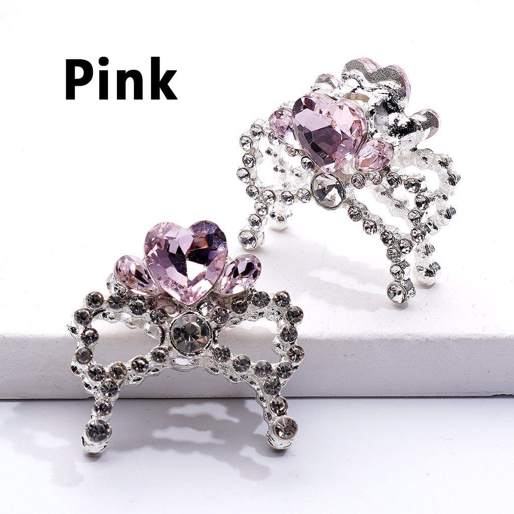 z-Silver Metal Beads Bling Bling Fancy Bowtie with Multi Color Heart Rhinestones for Jewelry Accessories