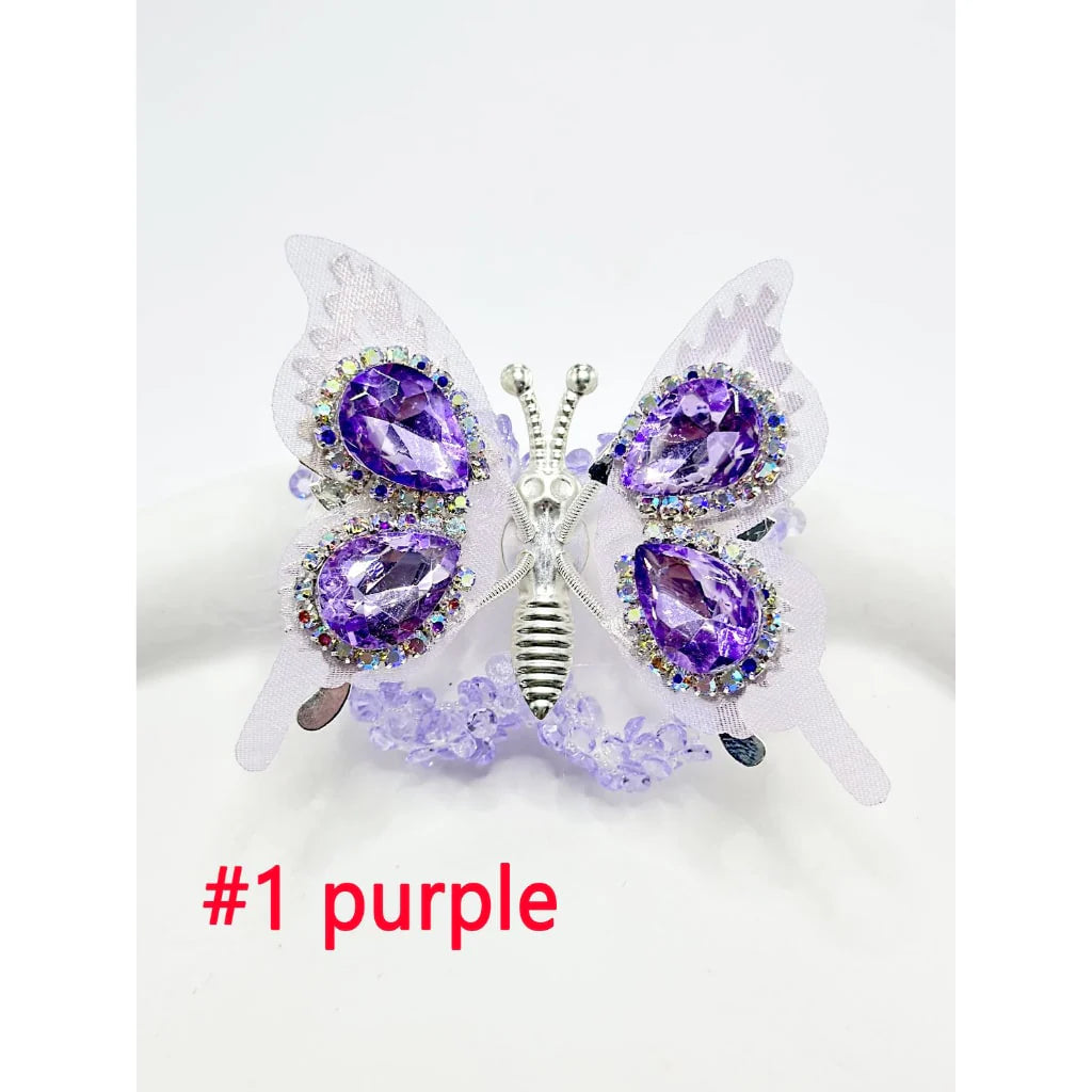 z-Silver Metal Beads with Sugar Butterfly Wings & Diamond Shape Rhinestone, Around 48*35MM
