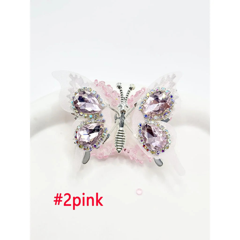 z-Silver Metal Beads with Sugar Butterfly Wings & Diamond Shape Rhinestone, Around 48*35MM