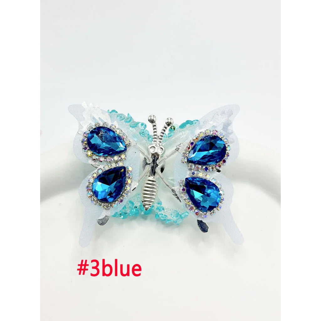 z-Silver Metal Beads with Sugar Butterfly Wings & Diamond Shape Rhinestone, Around 48*35MM
