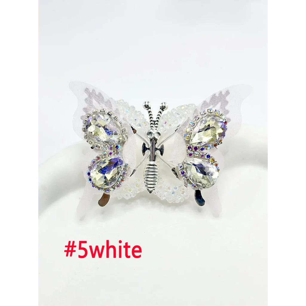z-Silver Metal Beads with Sugar Butterfly Wings & Diamond Shape Rhinestone, Around 48*35MM