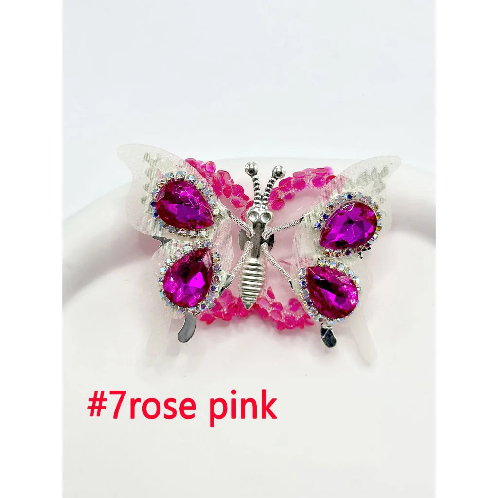 z-Silver Metal Beads with Sugar Butterfly Wings & Diamond Shape Rhinestone, Around 48*35MM