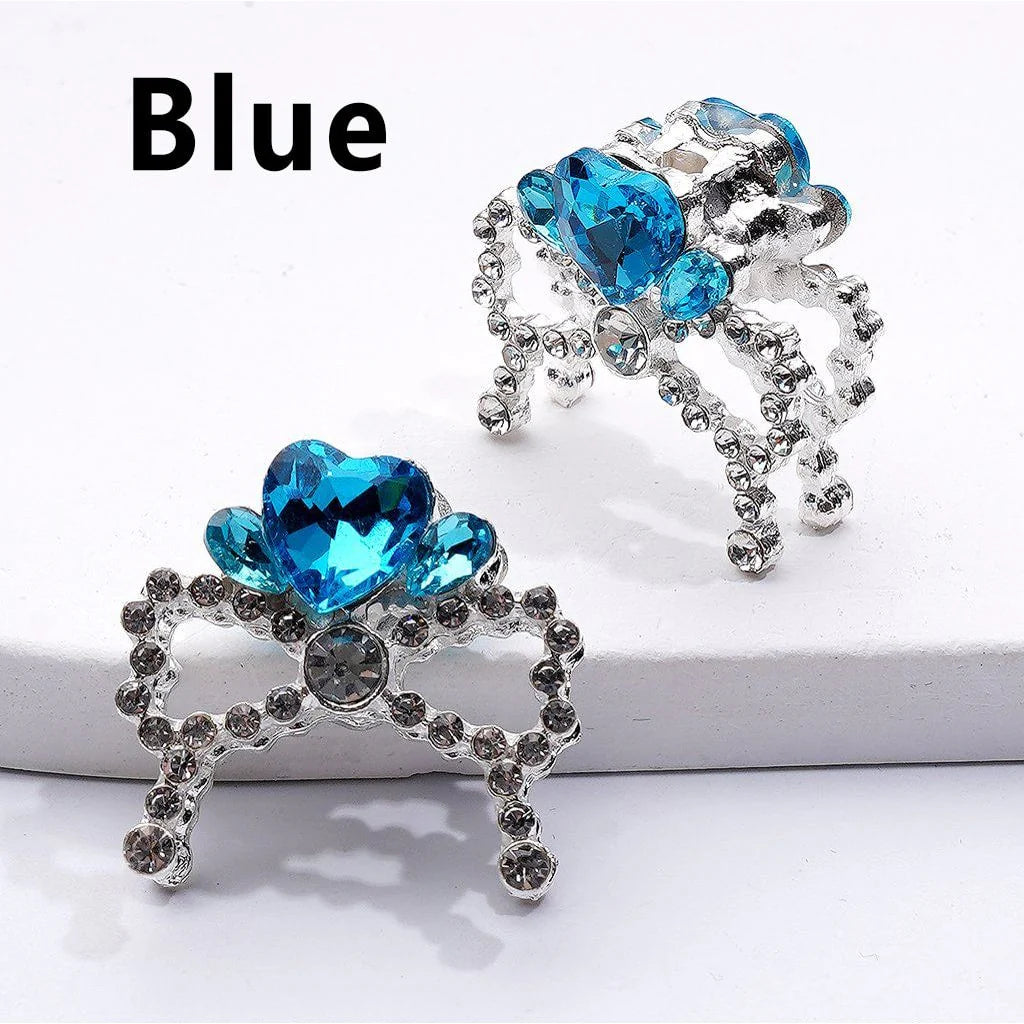 z-Silver Metal Beads Bling Bling Fancy Bowtie with Multi Color Heart Rhinestones for Jewelry Accessories