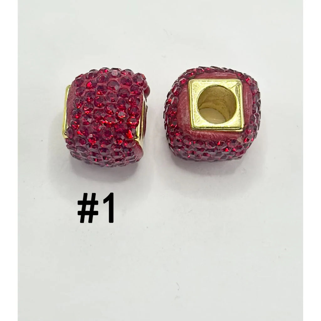 z-Square Shape Clay Spacer with Rhinestones in Solid Colors, 8MM by 12MM