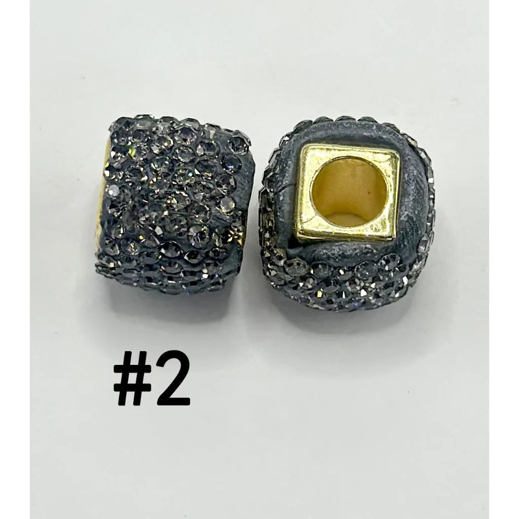 z-Square Shape Clay Spacer with Rhinestones in Solid Colors, 8MM by 12MM