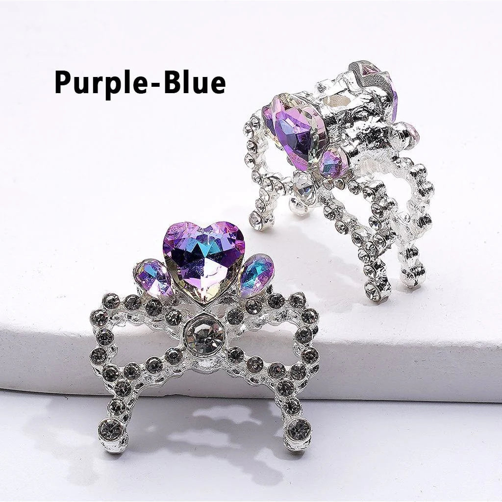 z-Silver Metal Beads Bling Bling Fancy Bowtie with Multi Color Heart Rhinestones for Jewelry Accessories