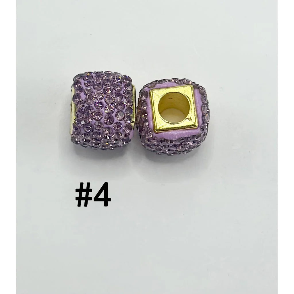 z-Square Shape Clay Spacer with Rhinestones in Solid Colors, 8MM by 12MM