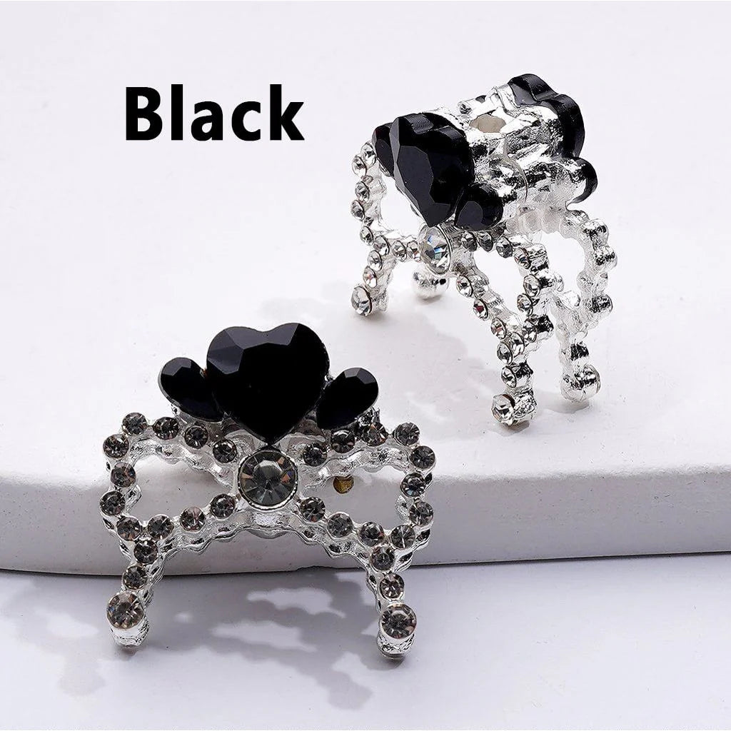 z-Silver Metal Beads Bling Bling Fancy Bowtie with Multi Color Heart Rhinestones for Jewelry Accessories