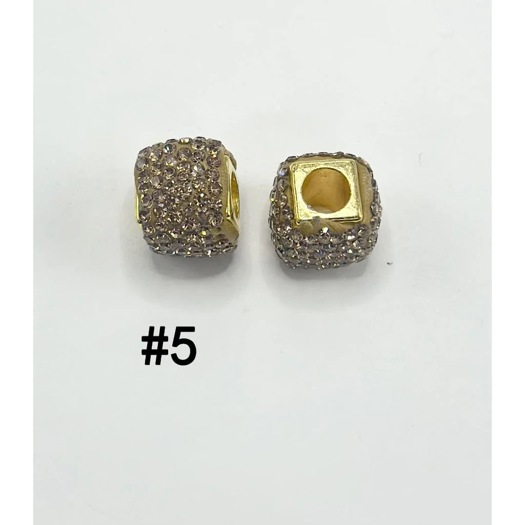 z-Square Shape Clay Spacer with Rhinestones in Solid Colors, 8MM by 12MM