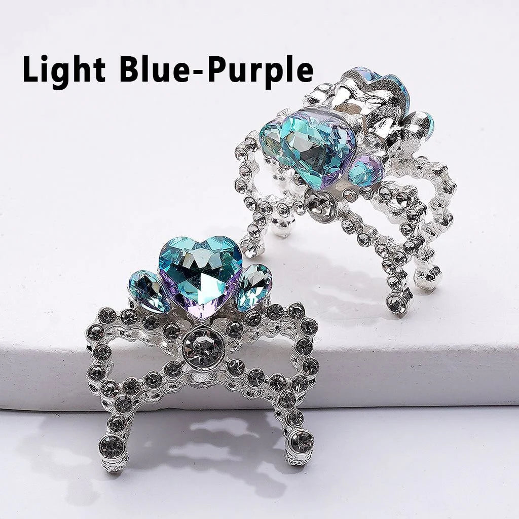 z-Silver Metal Beads Bling Bling Fancy Bowtie with Multi Color Heart Rhinestones for Jewelry Accessories