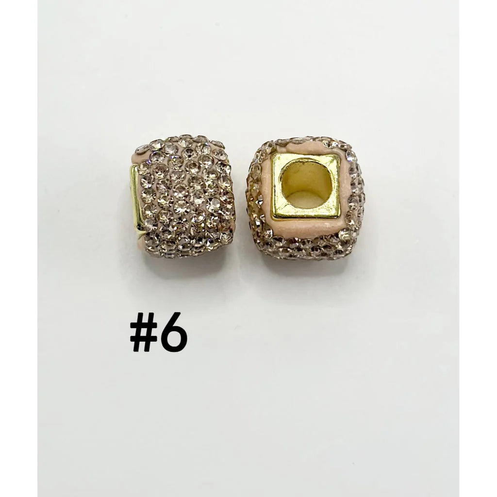 z-Square Shape Clay Spacer with Rhinestones in Solid Colors, 8MM by 12MM
