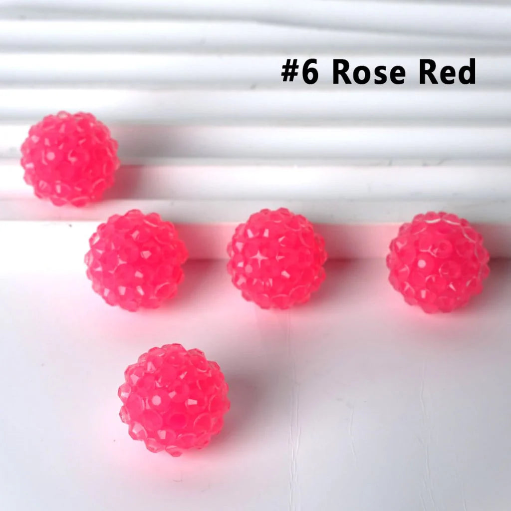 z-Translucent Jelly Candy Color Round Acrylic Rhinestone Beads, 16MM